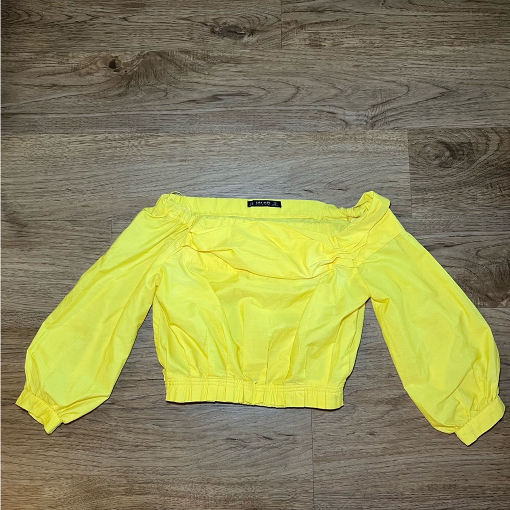 Zara Yellow Bardot Off Shouler Top